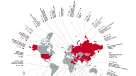 نقشه منتشرشده در گزارش ۲۰۱۴ «دشمنان اینترنت».